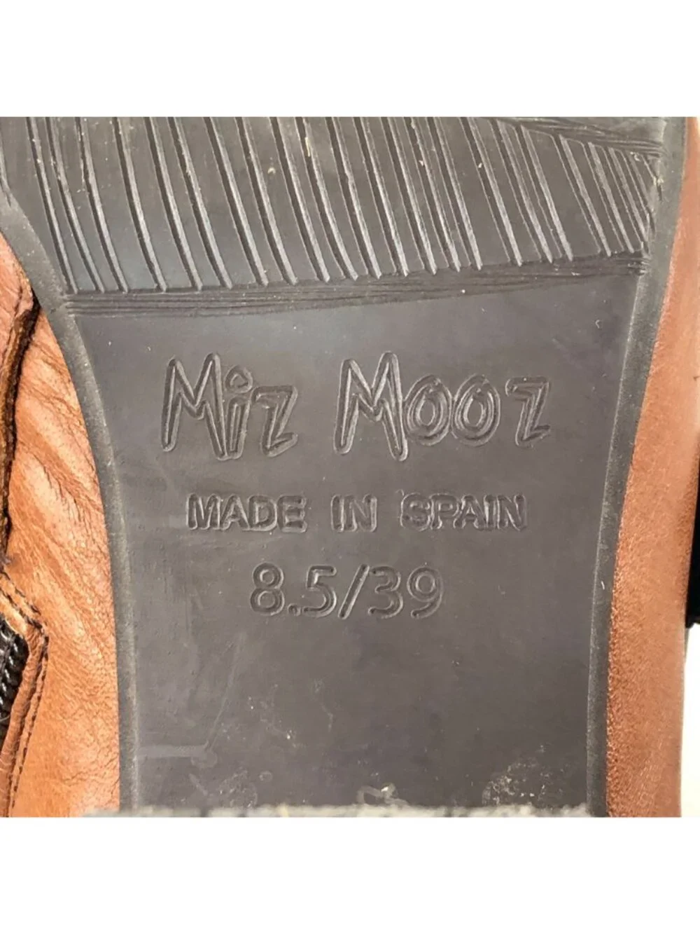 Miz Mooz Women's Size 8.5 Sal Whiskey Brown Leather High Heel Ankle Booties